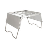 Stove Stand Rack Stainless Steel Silver Foldable Multifunctional Portable Picnic Pot Bracket for Camping Traveling - Low Angle