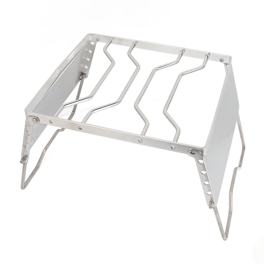 Stove Stand Rack Stainless Steel Silver Foldable Multifunctional Portable Picnic Pot Bracket for Camping Traveling