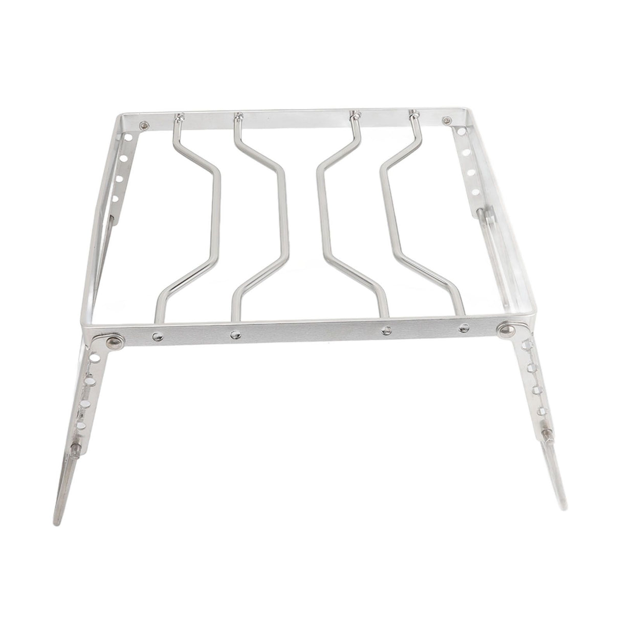 Stove Stand Rack Stainless Steel Silver Foldable Multifunctional Portable Picnic Pot Bracket for Camping Traveling