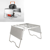 Stove Stand Rack Stainless Steel Silver Foldable Multifunctional Portable Picnic Pot Bracket for Camping Traveling