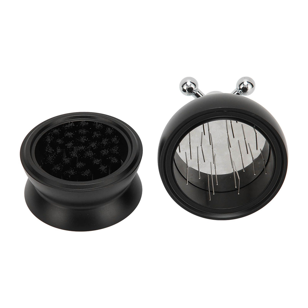 Adjustable Coffee Distributor Food Grade Metal Rotating Handle Fixed Cover 22 Needles Coffee Powder Distributor Black 53mm