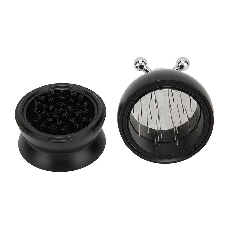 Adjustable Coffee Distributor Food Grade Metal Rotating Handle Fixed Cover 22 Needles Coffee Powder Distributor Black 53mm