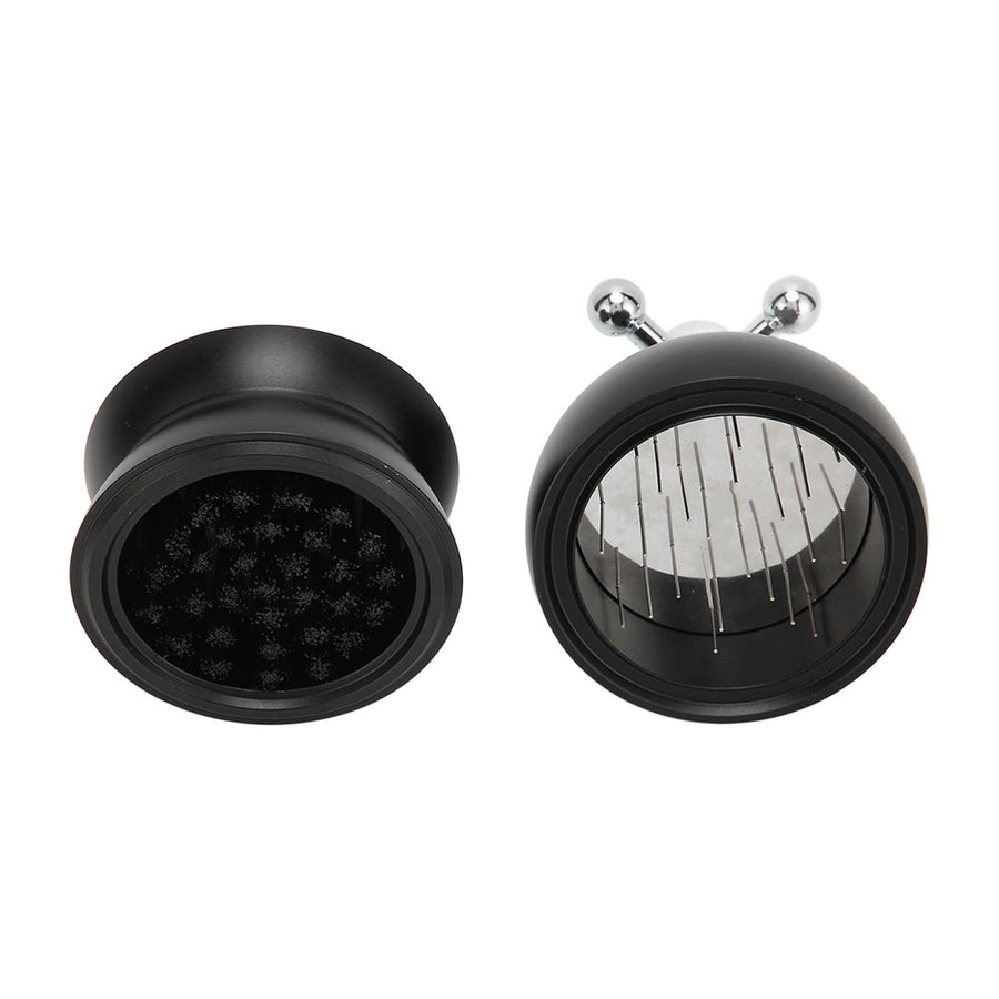 Adjustable Coffee Distributor Food Grade Metal Rotating Handle Fixed Cover 22 Needles Coffee Powder Distributor Black 53mm