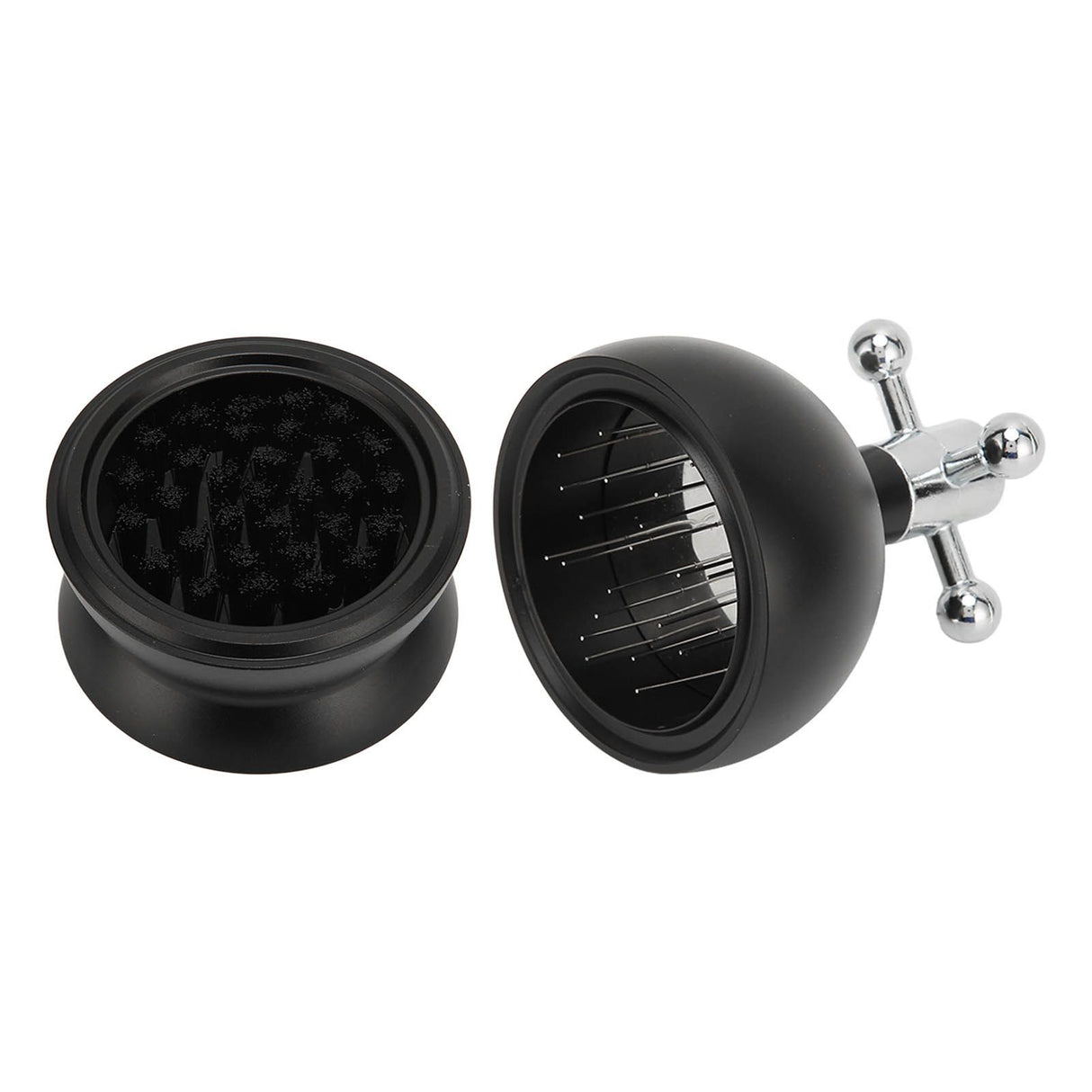 Adjustable Coffee Distributor Food Grade Metal Rotating Handle Fixed Cover 22 Needles Coffee Powder Distributor Black 53mm