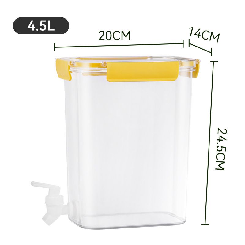 Cold Water Kettle Large Capacity Thicken Faucet Sealed Drink Storage Pot for Kitchen Yellow‑4.5L