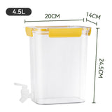 Cold Water Kettle Large Capacity Thicken Faucet Sealed Drink Storage Pot for Kitchen Yellow‑4.5L