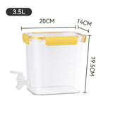 Cold Water Kettle Large Capacity Thicken Faucet Sealed Drink Storage Pot for Kitchen Yellow‑3.5L