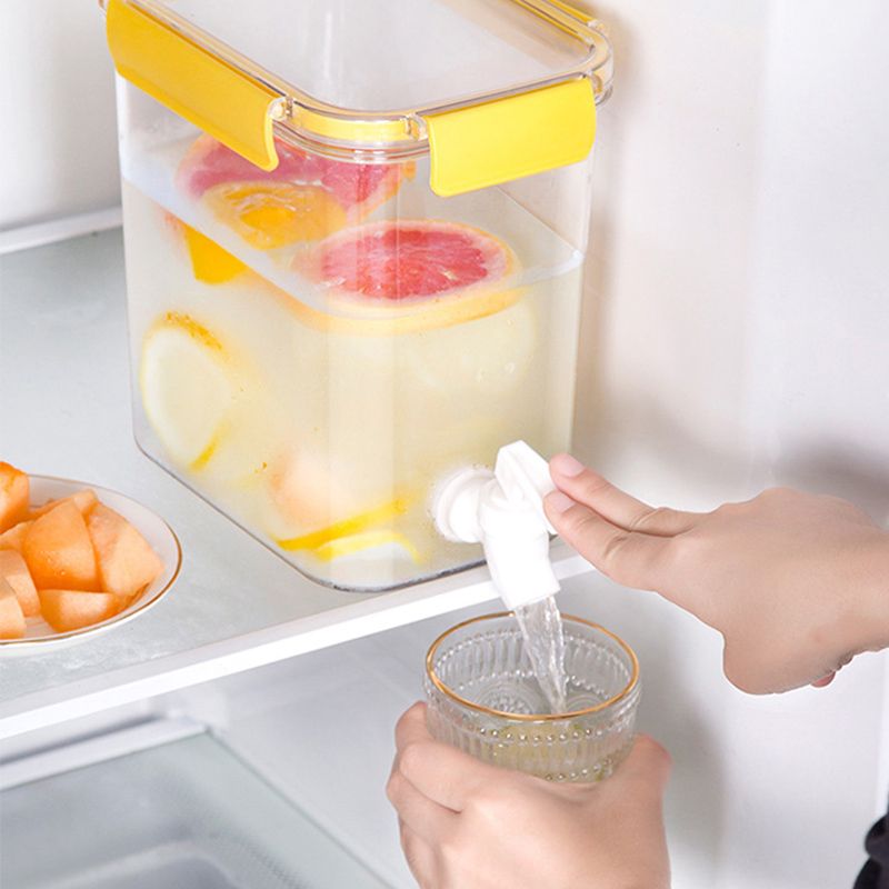 Cold Water Kettle Large Capacity Thicken Faucet Sealed Drink Storage Pot for Kitchen Yellow‑3.5L