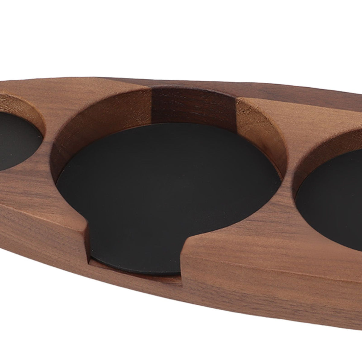 3pcs Coffee Tamper Holder Walnut Wood Rubber Stainless Steel Boat Shaped Distributor Rack Coffee Accessories For 51/53mm Base 51mm Tamper 51mm Distributor