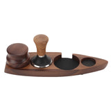 3pcs Coffee Tamper Holder Walnut Wood Rubber Stainless Steel Boat Shaped Distributor Rack Coffee Accessories For 51/53mm Base 53mm Tamper 53mm Distributor