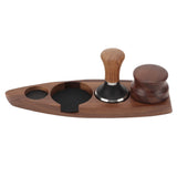 3pcs Coffee Tamper Holder Walnut Wood Rubber Stainless Steel Boat Shaped Distributor Rack Coffee Accessories For 51/53mm Base 53mm Tamper 53mm Distributor - Top-Down View
