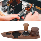 3pcs Coffee Tamper Holder Walnut Wood Rubber Stainless Steel Boat Shaped Distributor Rack Coffee Accessories For 51/53mm Base 53mm Tamper 53mm Distributor - Extra Image