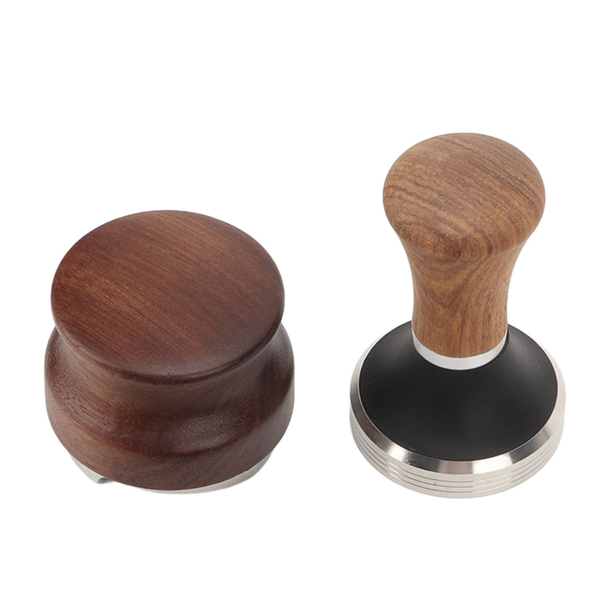 3pcs Coffee Tamper Holder Walnut Wood Rubber Stainless Steel Boat Shaped Distributor Rack Coffee Accessories For 51/53mm Base 53mm Tamper 53mm Distributor