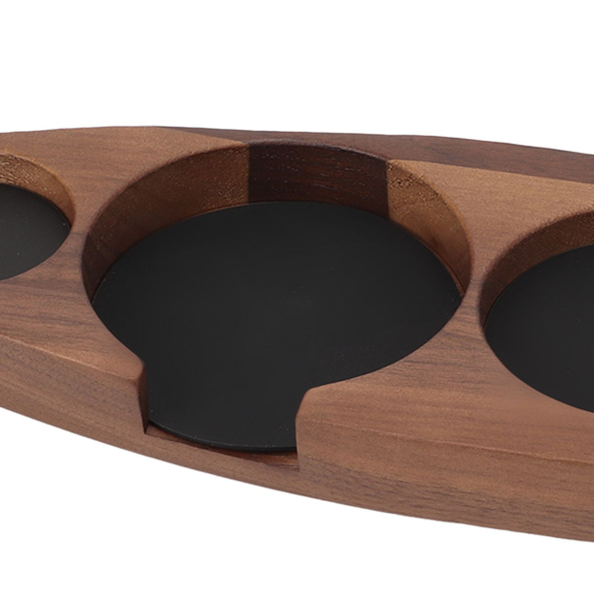 3pcs Coffee Tamper Holder Walnut Wood Rubber Stainless Steel Boat Shaped Distributor Rack Coffee Accessories For 51/53mm Base 53mm Tamper 53mm Distributor