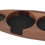 3pcs Coffee Tamper Holder Walnut Wood Rubber Stainless Steel Boat Shaped Distributor Rack Coffee Accessories For 51/53mm Base 53mm Tamper 53mm Distributor - Extra Image