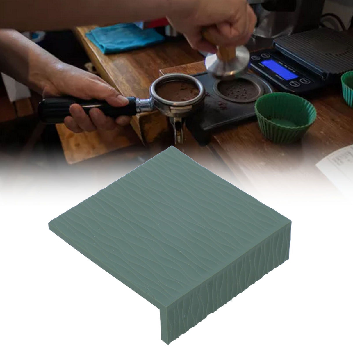 Anti Slip Coffee Tamping Mat Food Grade Silicone Tamper Mat for Home Kitchen Bar Coffee Shop Green