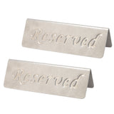 2Pcs Metal Stainless Steel Reserved Sign Double Sided Reserved Table Signs for Restaurants Bar Cafe Tea Room Hotel - Front View
