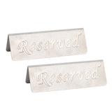 2Pcs Metal Stainless Steel Reserved Sign Double Sided Reserved Table Signs for Restaurants Bar Cafe Tea Room Hotel - Close-Up Angle