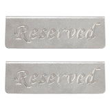 2Pcs Metal Stainless Steel Reserved Sign Double Sided Reserved Table Signs for Restaurants Bar Cafe Tea Room Hotel - Low Angle