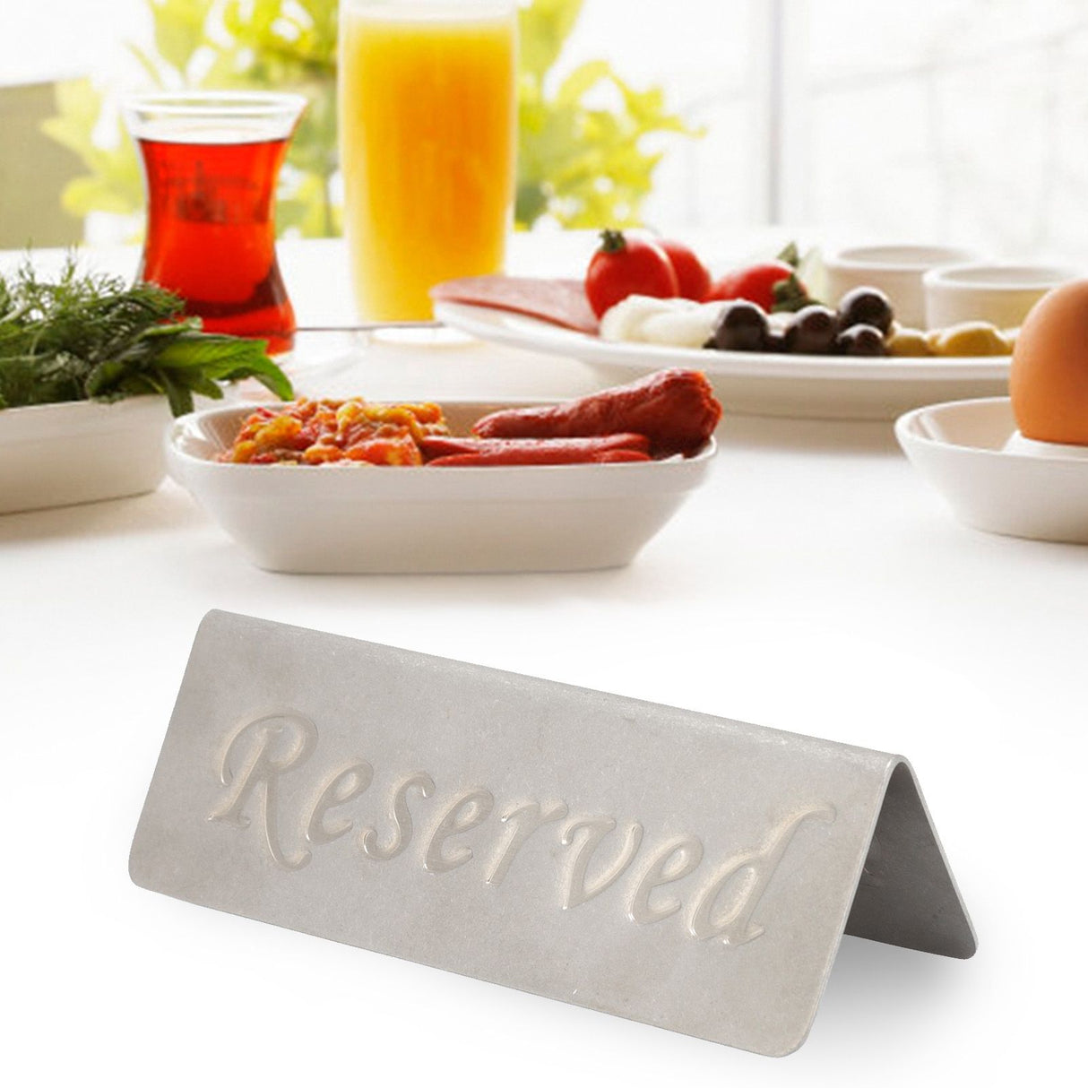 2Pcs Metal Stainless Steel Reserved Sign Double Sided Reserved Table Signs for Restaurants Bar Cafe Tea Room Hotel