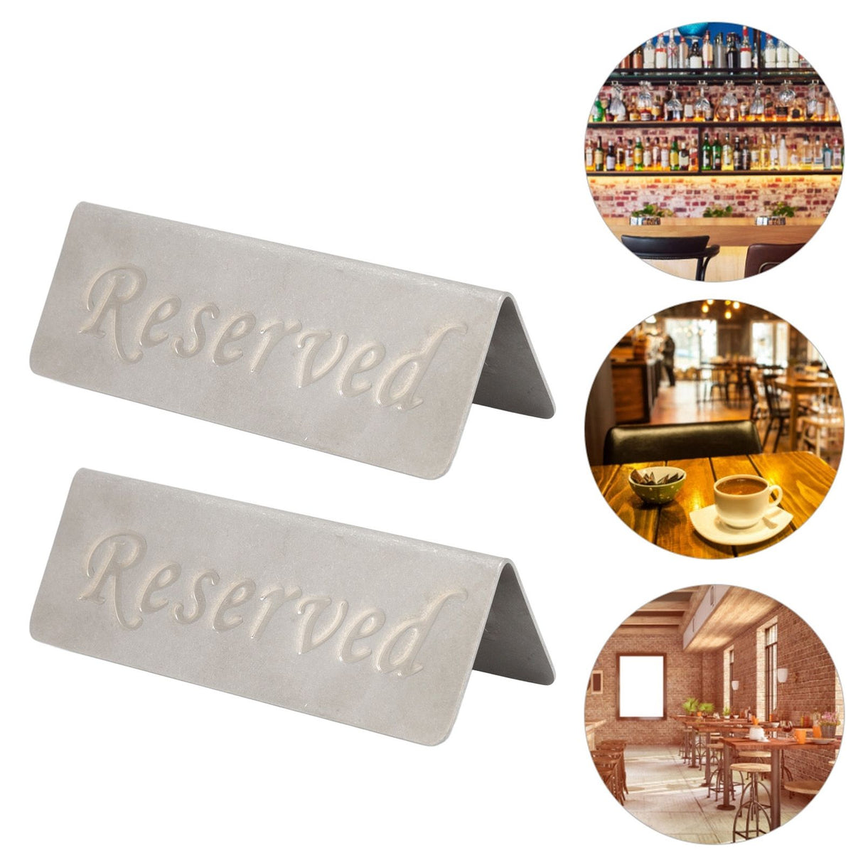 2Pcs Metal Stainless Steel Reserved Sign Double Sided Reserved Table Signs for Restaurants Bar Cafe Tea Room Hotel