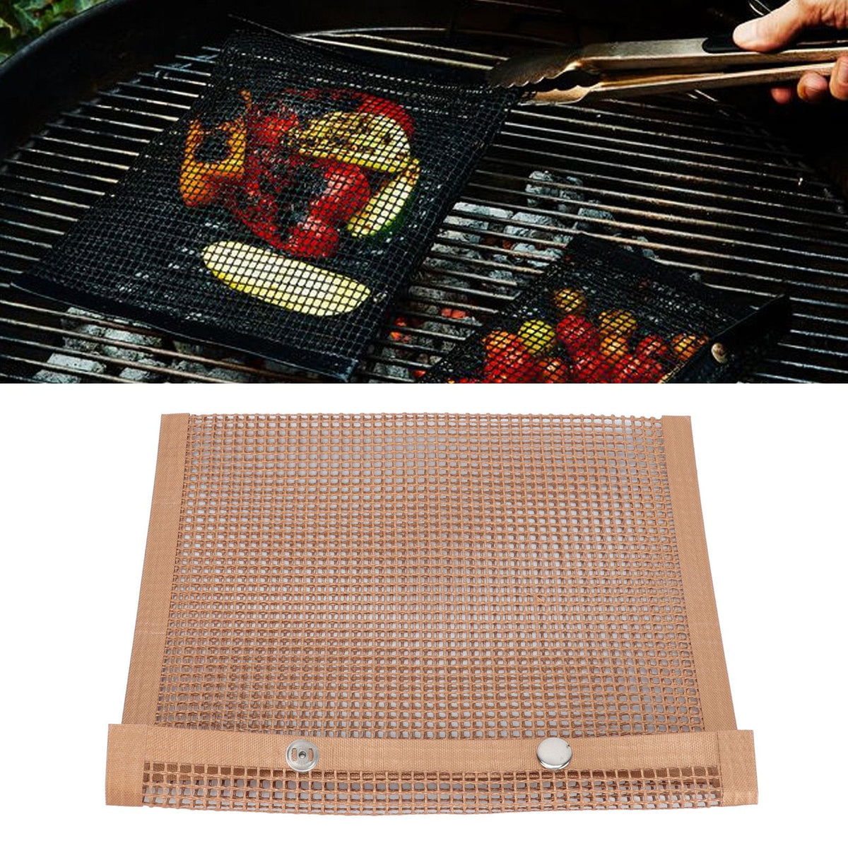 Grilling Pouches Fiberglass Mesh Non Stick High Temperature Resistant BBQ Bags for Kitchen Home