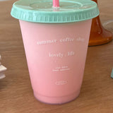 Plastic Coffee Cup Large Capacity Cute Water Cup With Straw Lid for Summer Cold Drinking Summer Coffee Shop 470ml