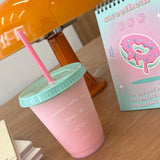 Plastic Coffee Cup Large Capacity Cute Water Cup With Straw Lid for Summer Cold Drinking Summer Coffee Shop 470ml - Side View