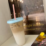 Plastic Coffee Cup Large Capacity Cute Water Cup With Straw Lid for Summer Cold Drinking Recipe of Summer 700ml - Top-Down View