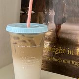 Plastic Coffee Cup Large Capacity Cute Water Cup With Straw Lid for Summer Cold Drinking Recipe of Summer 700ml