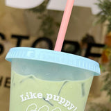 Plastic Coffee Cup Large Capacity Cute Water Cup With Straw Lid for Summer Cold Drinking Three Bears 700ml