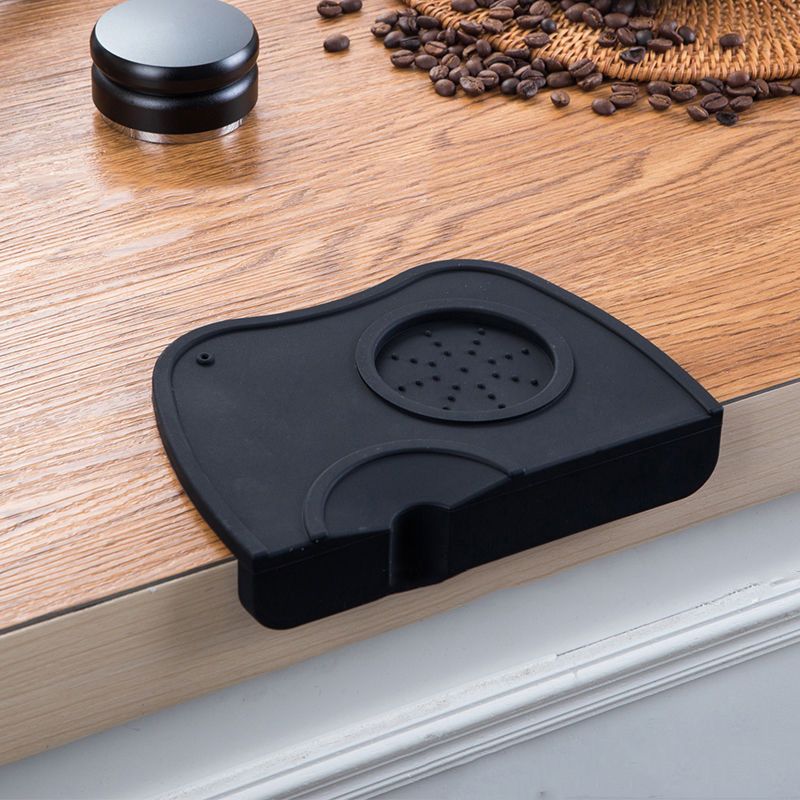 Coffee Press Pad Food Grade Silicone Odorless Double Groove Coffee Tamper Mat for Home Cafe Black M 17.5x12.5x0.6/6.9x4.9x0.24in