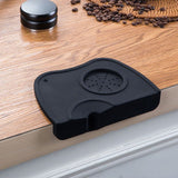 Coffee Press Pad Food Grade Silicone Odorless Double Groove Coffee Tamper Mat for Home Cafe Black M 17.5x12.5x0.6/6.9x4.9x0.24in