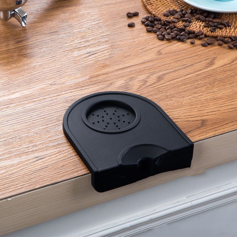 Coffee Press Pad Food Grade Silicone Odorless Double Groove Coffee Tamper Mat for Home Cafe Black S 14x12.5x0.6/5.5x4.9x0.24in