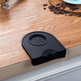 Coffee Press Pad Food Grade Silicone Odorless Double Groove Coffee Tamper Mat for Home Cafe Black S 14x12.5x0.6/5.5x4.9x0.24in - 45-Degree Angle