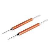 Coffee Art Needle Wood Handle Stainless Steel Latte Carving Pen DIY Coffee Art Tool Pear Wood Handle Coffee Art Needle - 45-Degree Angle