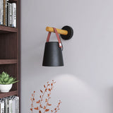Wall Light Wood Modern Simple Style Night Lamp Home Decoration for Corridor Bedside Black