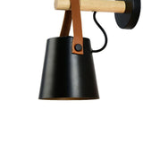 Wall Light Wood Modern Simple Style Night Lamp Home Decoration for Corridor Bedside Black - Top-Down View
