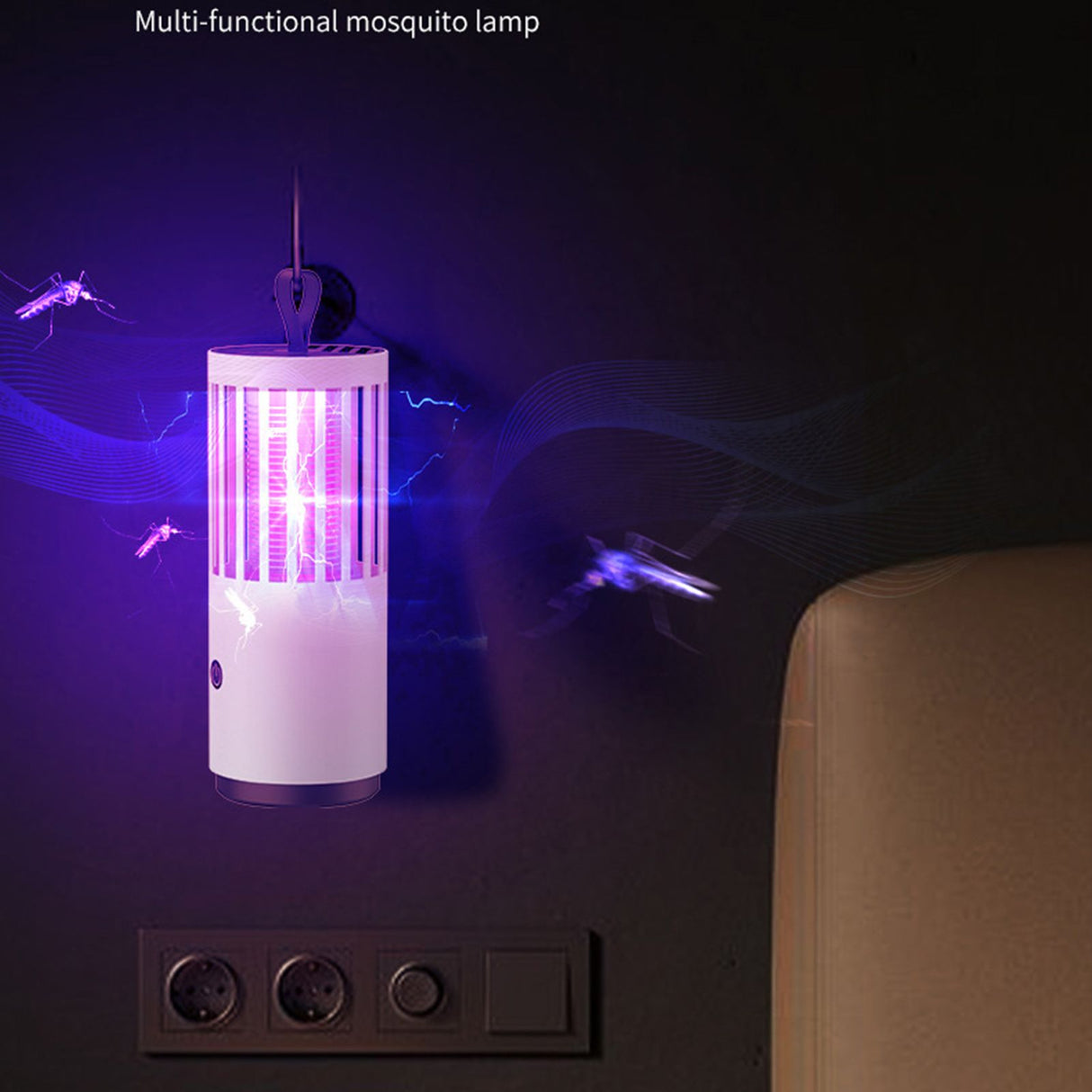 Mosquito Killing Lamp Electric Shock Strong Suction USB Rechargeable Mosquito Trap Lamp Zapping Light for Indoor Outdoor Rechargeable (Electric Shock and Strong Suction to Kill Mosquitoes) USB