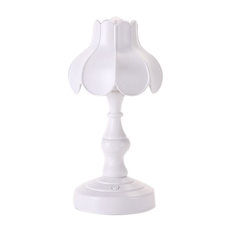 Desk Lamp Retro Lotus Leaf Ingenious Lovely 3 Light Sources Small Table Night Lamp for Girls Bedroom White