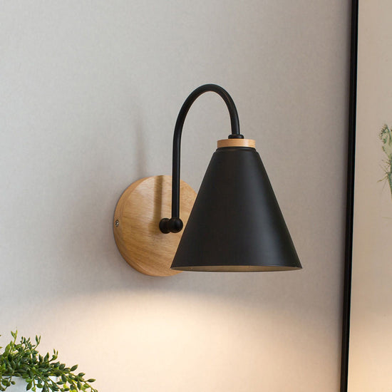 Wall Lamp Curved Simple Antirust Living Room Corridor Study Bedroom Bedside Wall Sconce for Decoration No Light Source Black
