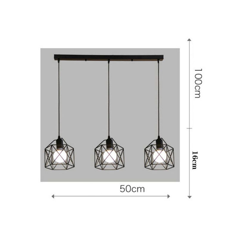 Pendant Light Modern Simple Style Industrial Robust Small Chandelier Hanging Light for Bedroom Aisle 3 Headed Straight Plate No Bulb