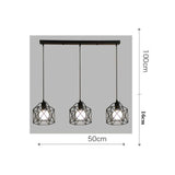 Pendant Light Modern Simple Style Industrial Robust Small Chandelier Hanging Light for Bedroom Aisle 3 Headed Straight Plate No Bulb - Side View