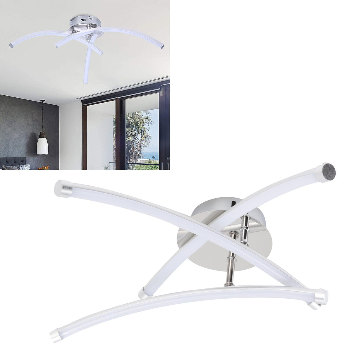 Linear Ceiling Light Trident Arc LED Linear Light 2500LM High Brightness Modern Ceiling Light for Office AC85‑265V