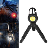 COB Small Flashlights 3 Light Modes Rechargeable Multifunctional Black Portable Pocket Light with Tripod for Fishing Home