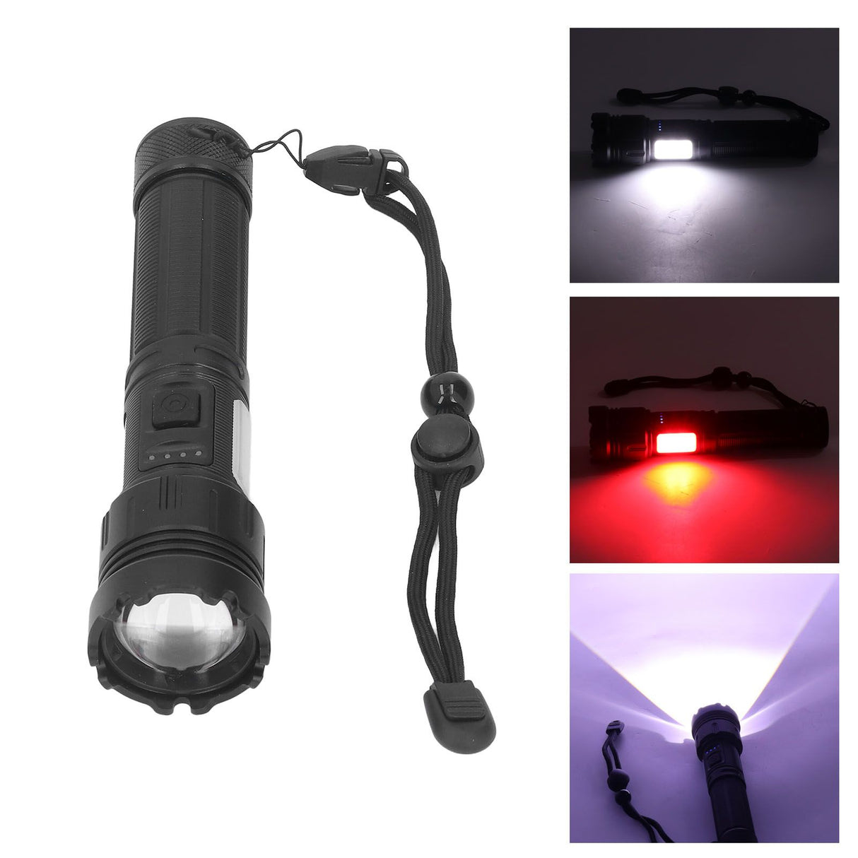 LED Flashlight 8000LM 1500m Range Super Bright Flashlight Aluminum LED Zoom Flashlight with Multiple Lighting Modes