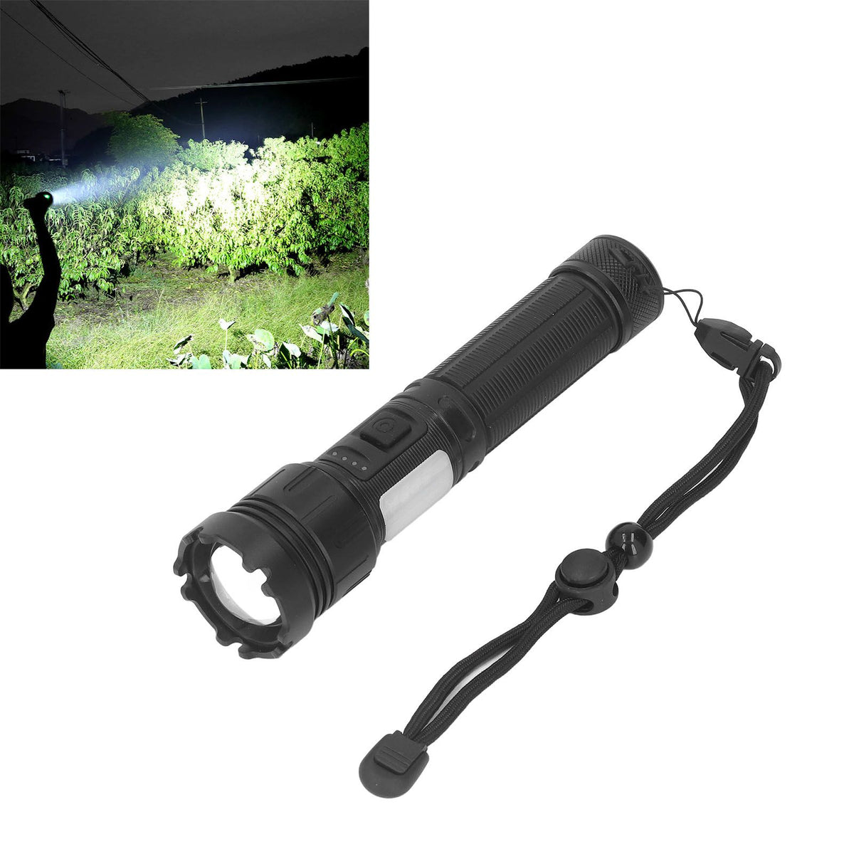 LED Flashlight 8000LM 1500m Range Super Bright Flashlight Aluminum LED Zoom Flashlight with Multiple Lighting Modes