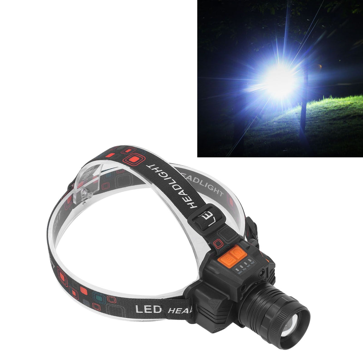 Head Lamp USB Rechargeable 3 Light Modes LED Lens 1500lm Head Flashlight for Emergency Camping Fishing