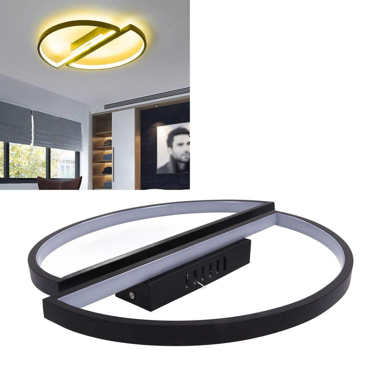 Semicircle Ceiling Light Semicircle Design Simple Style Warm Light Durable Metal LED Ceiling Light for Bedroom Kitchen