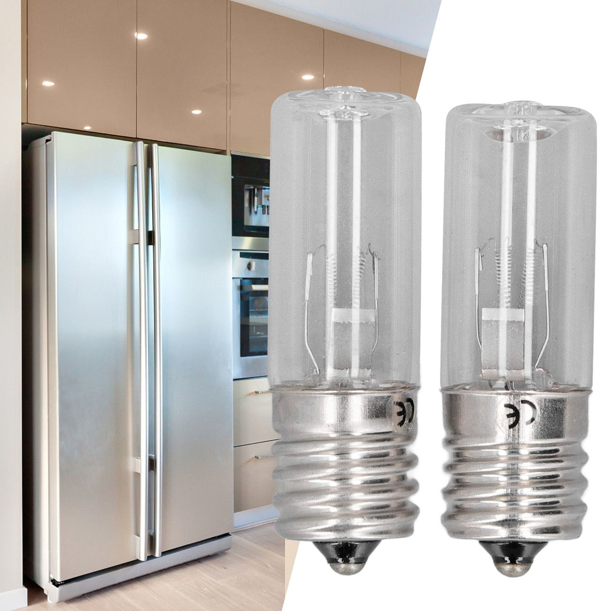 2Pcs Refrigerator Cabinet Light Deodorant Mite Removal E17 Lamp 10V 3W UVC Light Bulb